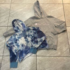 Two hooded sweatshirts for girls.